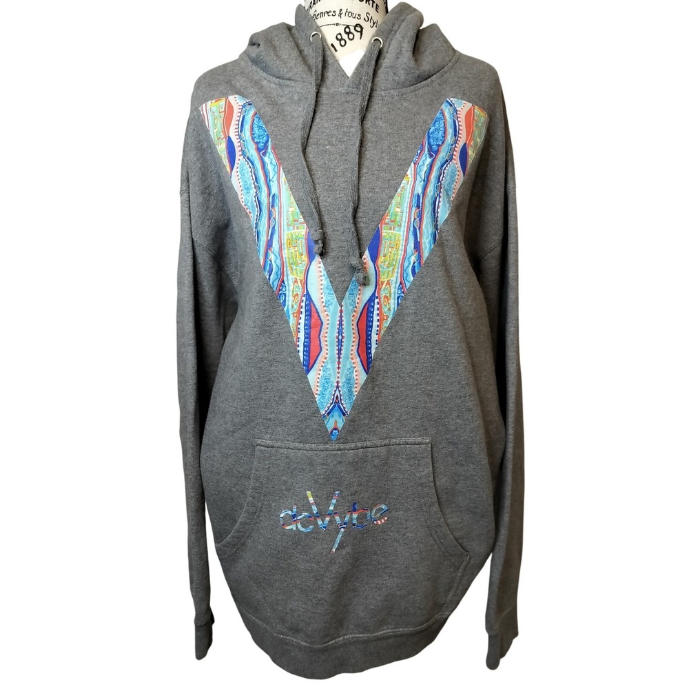 Independent Trading Company Gray V Graphic Hoodie Pullover Unisex Sweatshirt XL‎